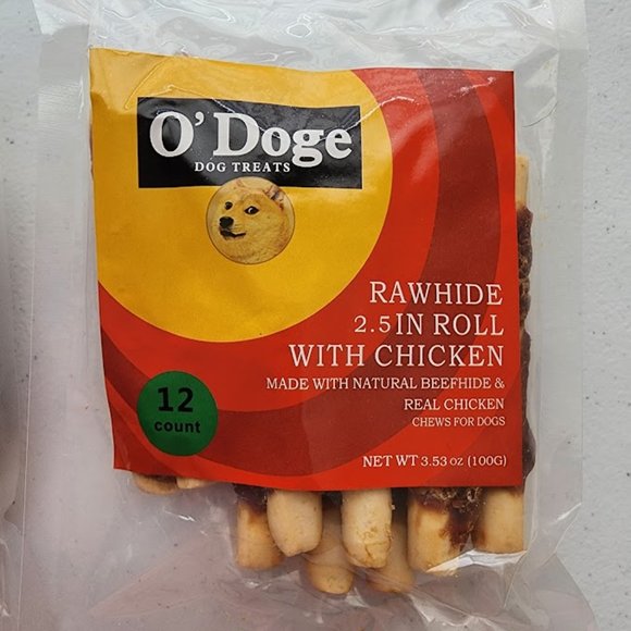 O'Doge Dog Treats 2 Packs Rawhide 2.5" Roll with Chicken. 12 Count. - Picture 3 of 9